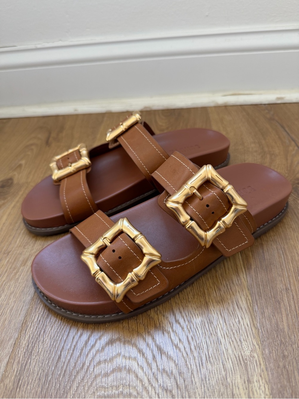 SCHUTZ Women’s Enola Sporty Leather Sandals in New Wood Color - Picture 6 of 8